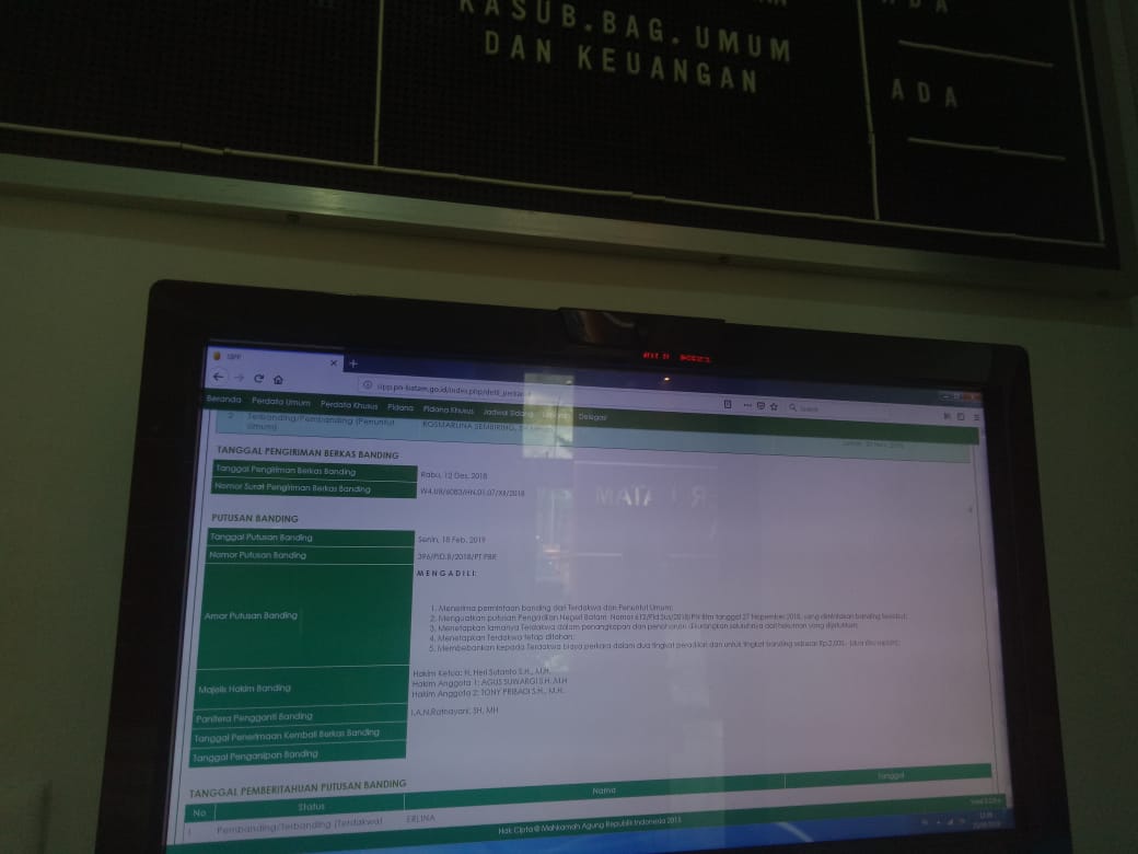 Lagi terjadi perbedaan surat surat atas perkara Erlina di SIPP
Foto : Ben/beritabatam.co