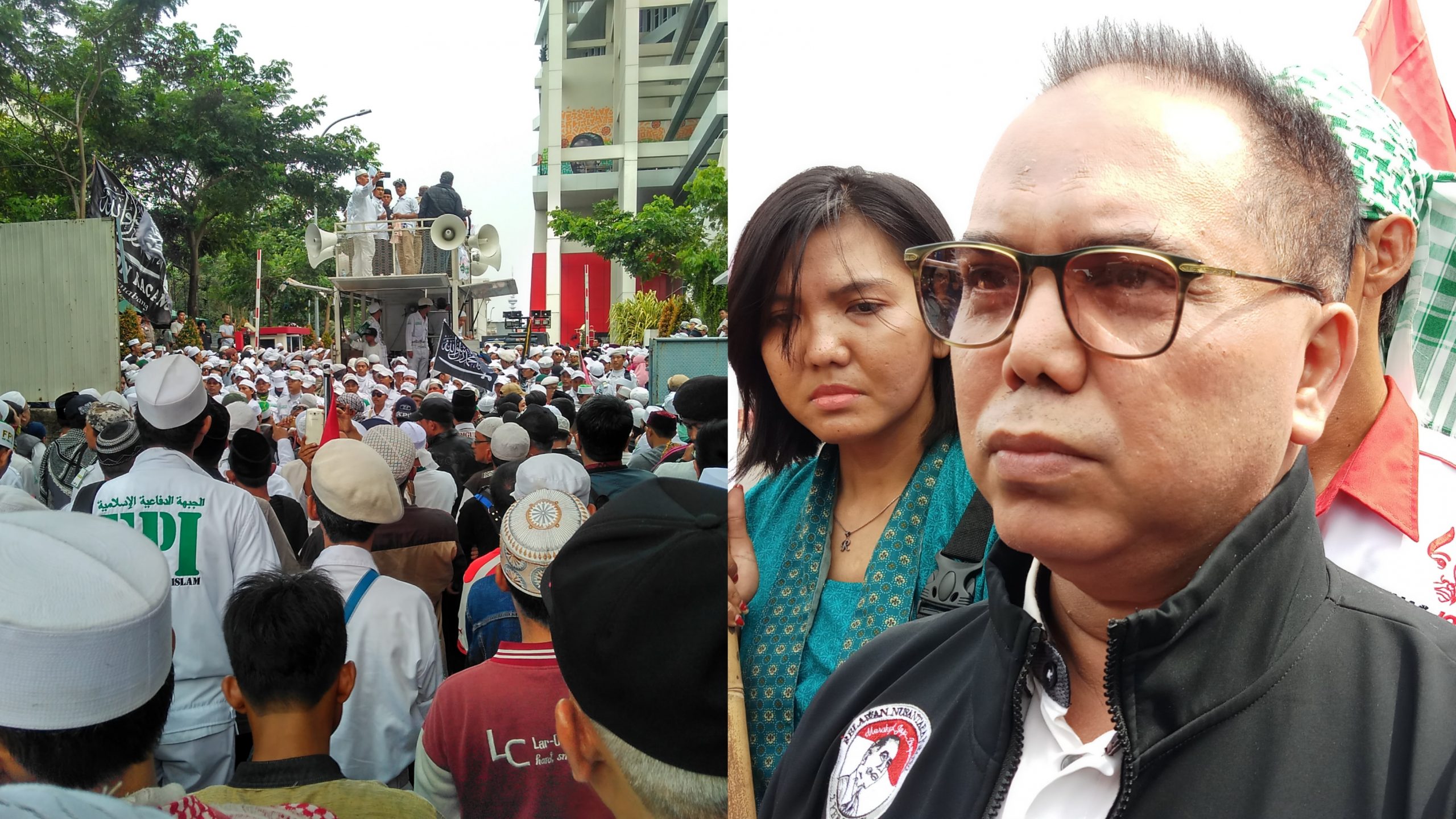 Kolase foto FPI (kiri) dan Penanggungjawab Aliansi Relawan Jokowi (ARJ), Haidar Alwi (kanan). (Foto: beritabatam.co/Hamdi Putra)