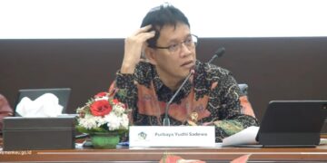 Menteri Keuangan, Purbaya Yudhi Sadewa saat Sidang Aduan Kanal Debottlenecking Satgas P2SP di Kantor Kementerian Keuangan RI, Jumat (13/3/26) (Foto: Tangkapan layar kanal YouTube Kementrian Keuangan RI)