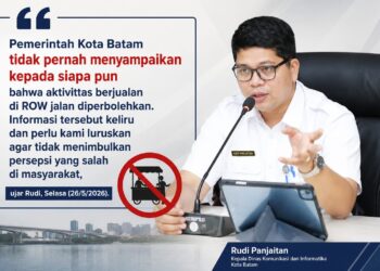 Kepala Dinas Komunikasi dan Informatika Kota Batam, Rudi Panjaitan, Pemko menegaskan penertiban sudah sesuai aturan.
Foto: Bens