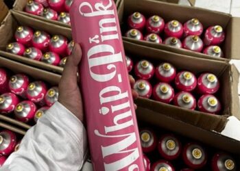Botol Whip Pink yang disita Dittipidnarkoba Bareskrim Polri dari pengungkapan produsen gas N2O ilegal. ANTARA/HO-Dittipidnarkoba Bareskrim Polri