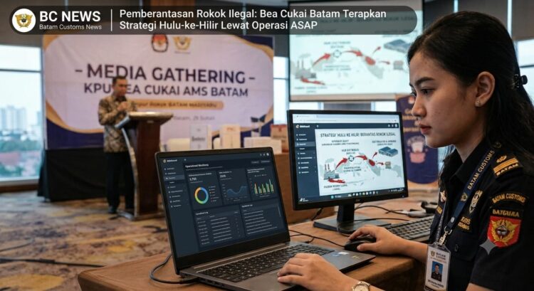 Kepala Bidang Kepatuhan dan Layanan Informasi Bea Cukai Batam, Setiawan Rosidi, menegaskan pengawasan rokok ilegal kini dilakukan menyeluruh dari hulu ke hilir. (26/06/26)
Foto: Media Gathering