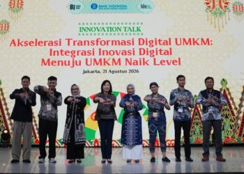 Innovation Talk Karya Kreatif Indonesia (KKI) 2026 bertema “Akselerasi Transformasi Digital UMKM: Integrasi Inovasi Digital Menuju UMKM Naik Level" di JICC Jakarta (21/08/26).
Foto: Bank Indonesia