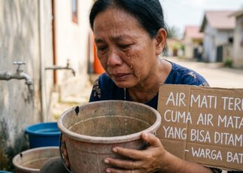 Distribusi air bersih di Kota Batam kembali terganggu. Sepanjang sepekan 20 hingga 26 Agustus 2026, PT Air Batam Hilir mencatat serangkaian gangguan suplai yang membuat ribuan pelanggan di berbagai kecamatan terdampak. (26/08/26)
Foto: Ilustrasi AI