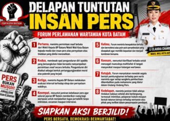 Forum Barisan Perlawanan Wartawan Kota Batam pada Sabtu [29/08/26] mendatangi Gedung Intelkam Polresta Barelang untuk menyampaikan surat pemberitahuan aksi damai.
Foto: Ilustrasi AI