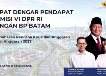 Rapat Dengar Pendapat RDP yang membahas arah kebijakan tata ruang, investasi, dan proyek fisik di kawasan Batam ke depan. di Gedung Nusantara I, Jakarta, Senin (31/08/26).
Foto: Istimewa
