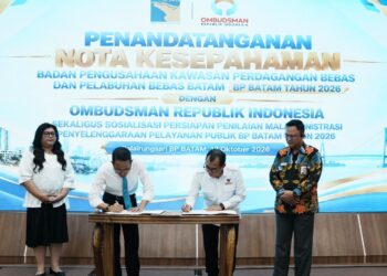 Kerja sama tersebut ditandai dengan penandatanganan Nota Kesepahaman (MoU) di Balairung Sari BP Batam, Selasa, 13 Oktober 2026.
Foto: BP Batam