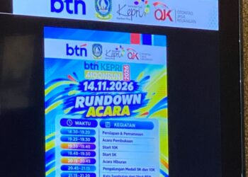 Jelang pelaksanaan BTN Kepri MoonRun 2026, Pemerintah Provinsi Kepulauan Riau melalui Dinas Pariwisata Provinsi Kepulauan Riau menggelar rapat koordinasi persiapan pelaksanaan BTN KEPRI MoonRun 2026 yang akan berlangsung pada 13–14 November 2026 di Kota Tanjungpinang, Provinsi Kepulauan Riau.
Foto: Kepriprov.go.id