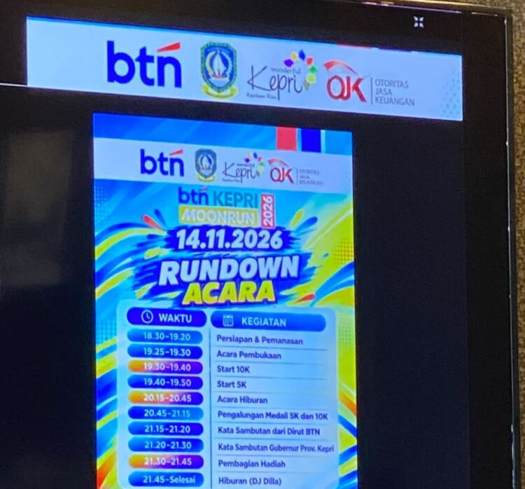 Jelang pelaksanaan BTN Kepri MoonRun 2026, Pemerintah Provinsi Kepulauan Riau melalui Dinas Pariwisata Provinsi Kepulauan Riau menggelar rapat koordinasi persiapan pelaksanaan BTN KEPRI MoonRun 2026 yang akan berlangsung pada 13–14 November 2026 di Kota Tanjungpinang, Provinsi Kepulauan Riau.
Foto: Kepriprov.go.id